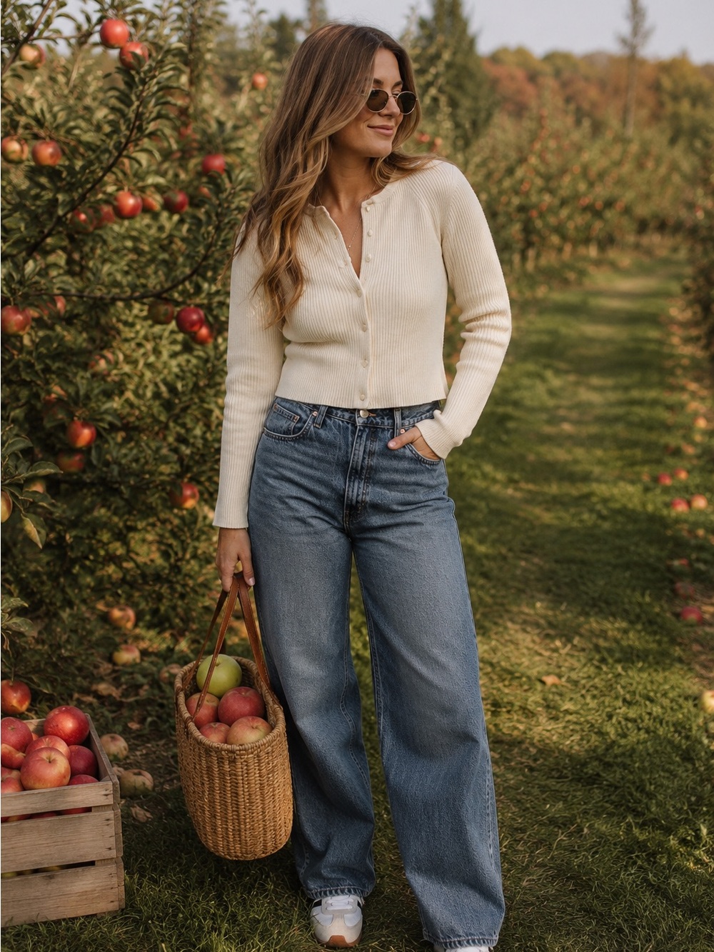 Sezane Cream Cropped Button down Ribbed Sweater - Picture 2 of 6